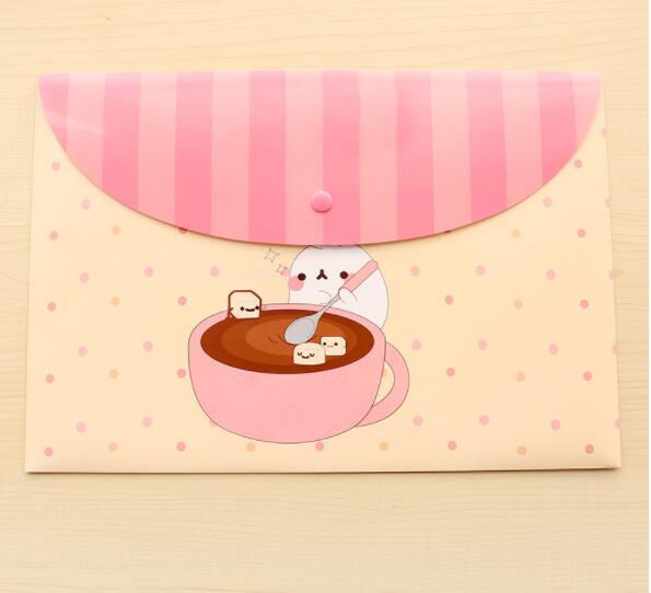 1PC Waterproof Multi Pocket Plastic Kawaii A4 File Folder Bag Document Paper Organizer Case Office School Stationery Supplies