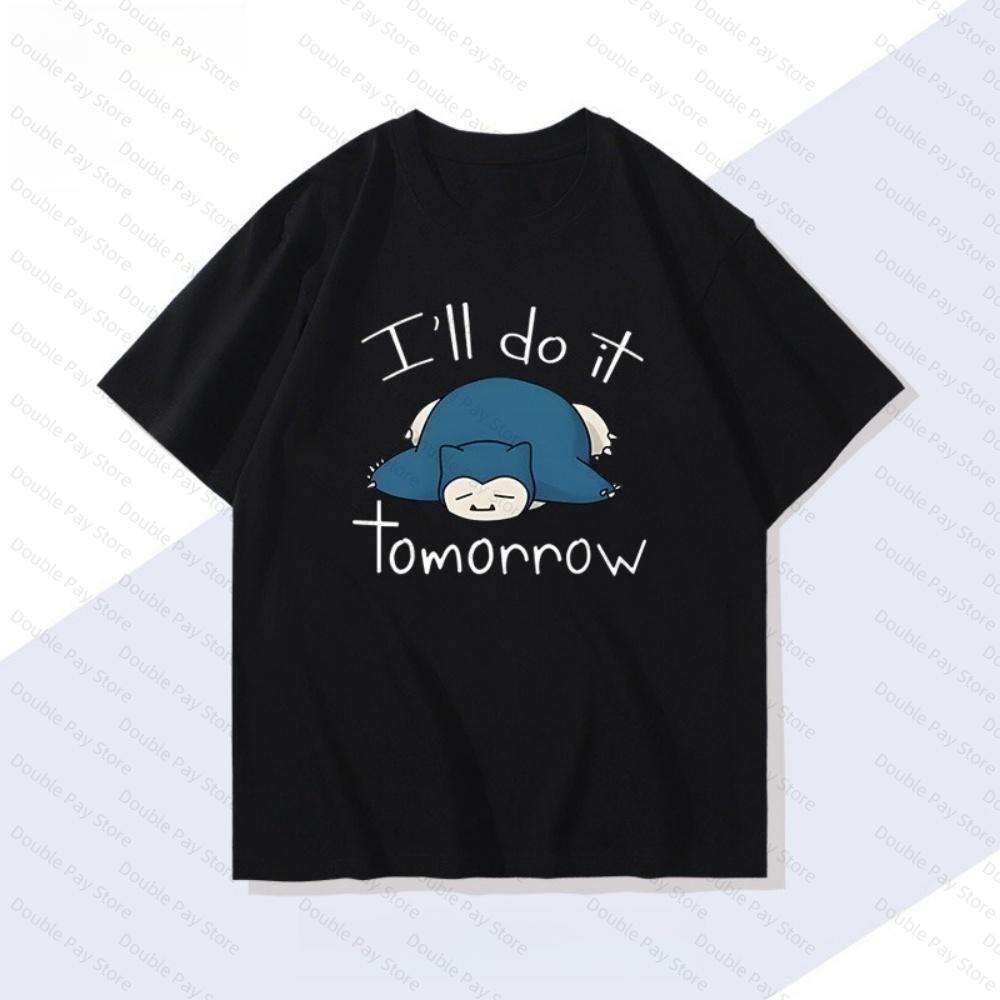 

Pokémon Handheld Game Snorlax Tshirt Summer New Unisexs Shirts Women tshirts Harajuku Trend Loose Casual Shortsleeved Tops S