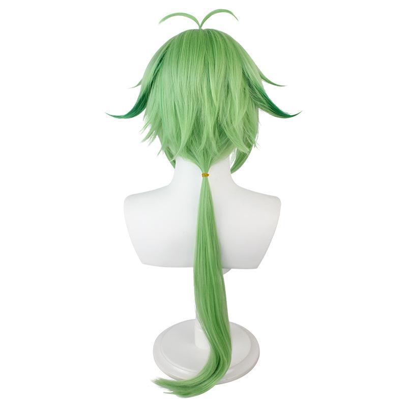 Parrucca Cosplay Ondulata Ombré Verde da 31" con Capelli Ribaltati, Capelli Sintetici Resistenti al Calore per Giochi Fantasy