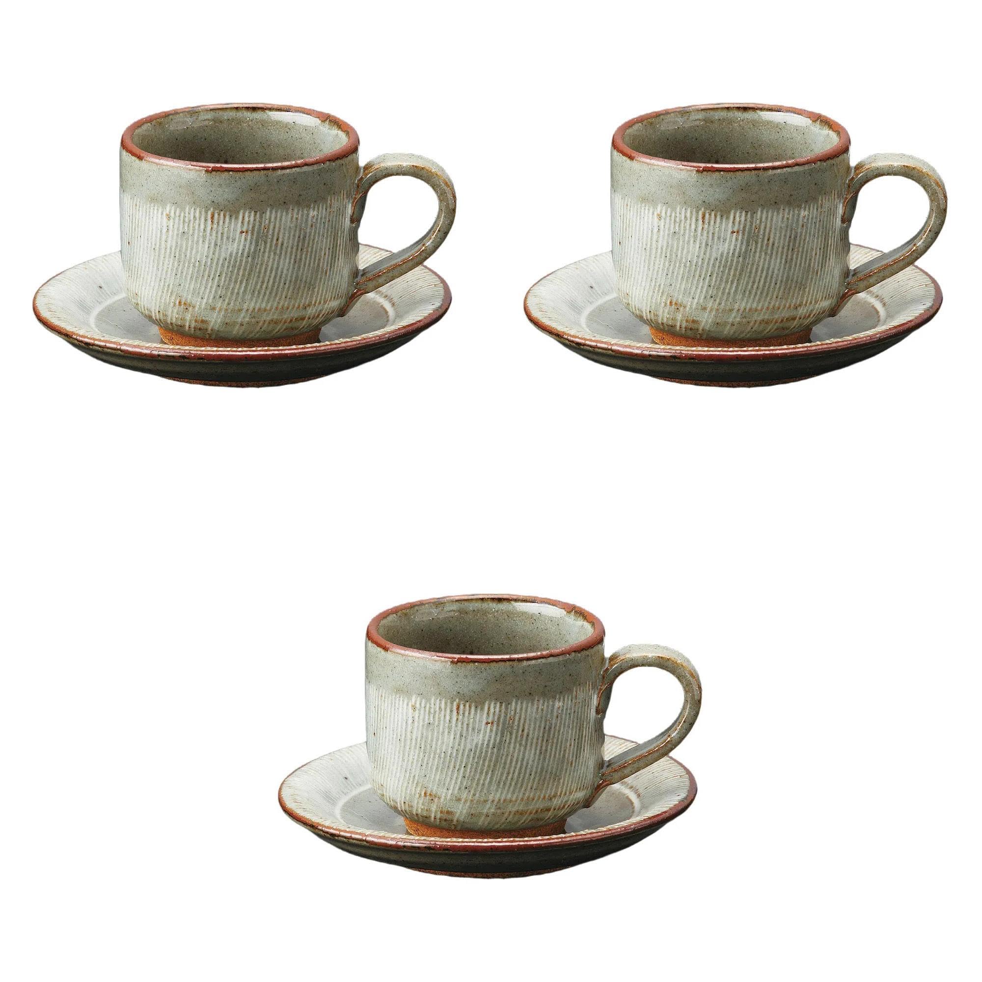 

Набор из 3 кофейных чашек с резным узором «Ржавая расческа» x 9 x Чашки Блюдца Сетомонохонпо [12 6,7 см, 210 мл] &