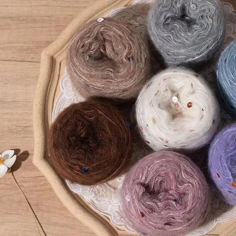 50g Big Sequins, Mohair Wool, Super Soft Yarn, Hat, Sweater, Scarf, Hand Woven DIY Shawl, Wand, Needle DIY Knitting&Crocheting