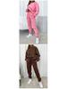 Women's New Fashion Solid Color Long Sleeve Pullover and Sweatpants Set for Autumn and Winter