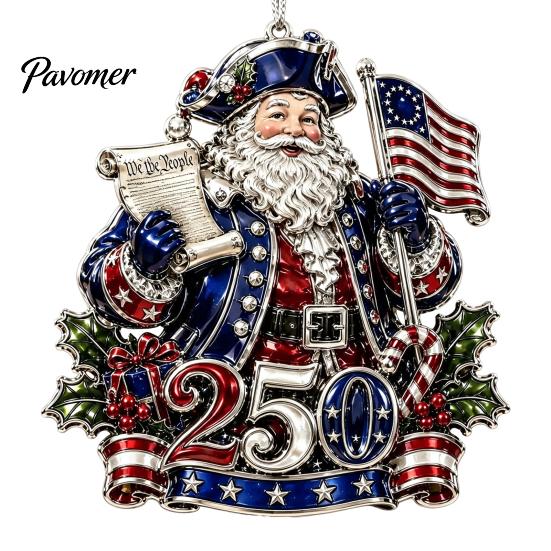 Historic 1776 to 2026 Ornament 250 Anniversary USA Christmas Ornament, United States 1776-2026 250th Patriotic Theme Party Supplies Keepsake, Acrylic
