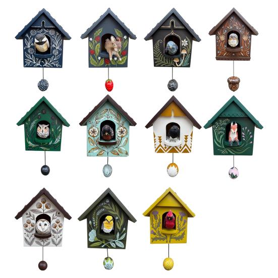 Whimsical Kinetic Art Birdhouse Wall Decor Handmade Wooden Decorative Wall Ornament Patchwork Garden Decoration
