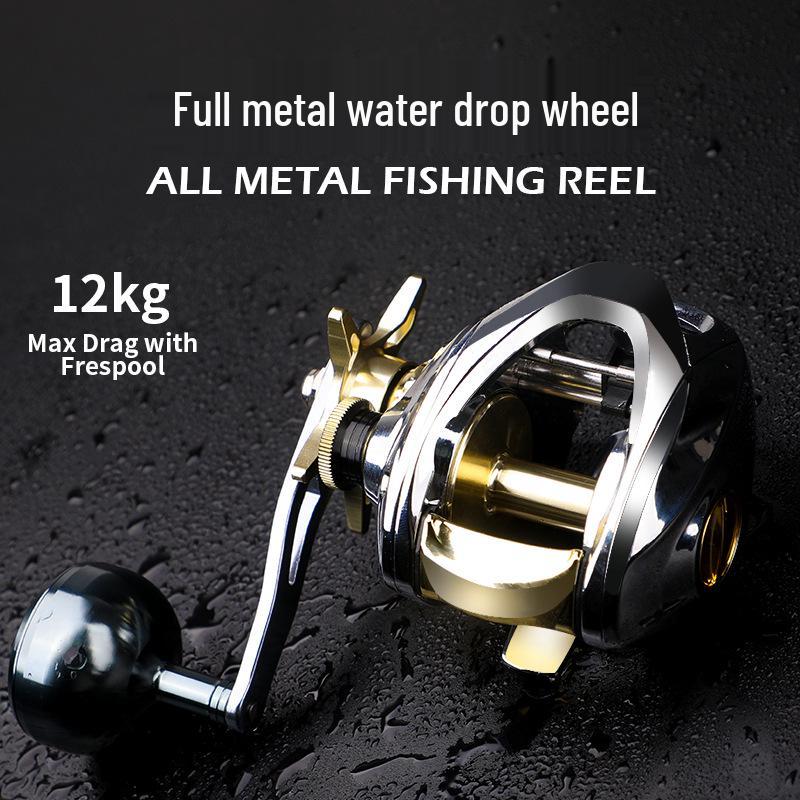 All-Metal Black Fish Baitcasting Fishing Reel - Slow Jigging & Thunder Frog