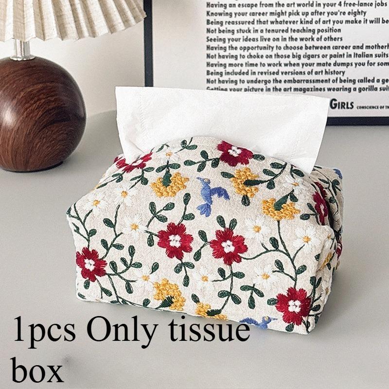 Desktop Paper Storage Bags Embroidered Paper Towel Set Home Bedroom Living Room Advanced Sense Paper Towel Box Cotton Bag