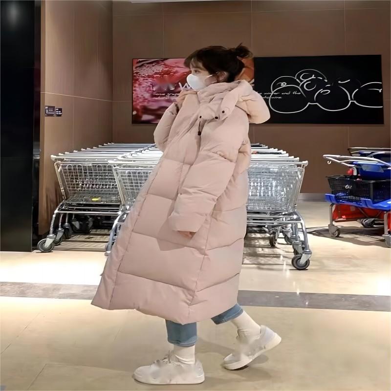 Women's Autumn And Winter Long Down Jacket Knee Length Loose And Thickened White Duck Down Coat