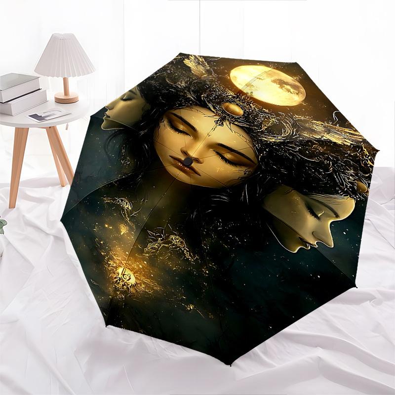 1pc Moon Goddess umbrella with 8 iron ribs and a plastic handle, automatic opening and closing, and daily use.1078
