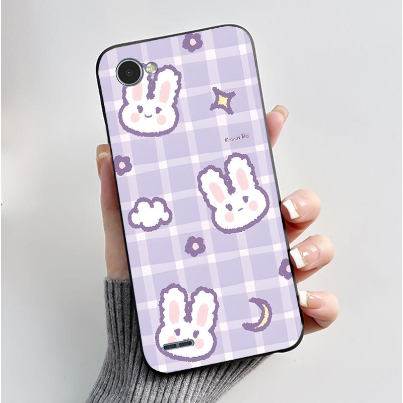 For LG Q6 Q6 Plus Q6a Case Luxury Cute Love Rabbit Funny Soft Silicone Black TPU Protective Cover LG q6 X600L X600K Phone Casing