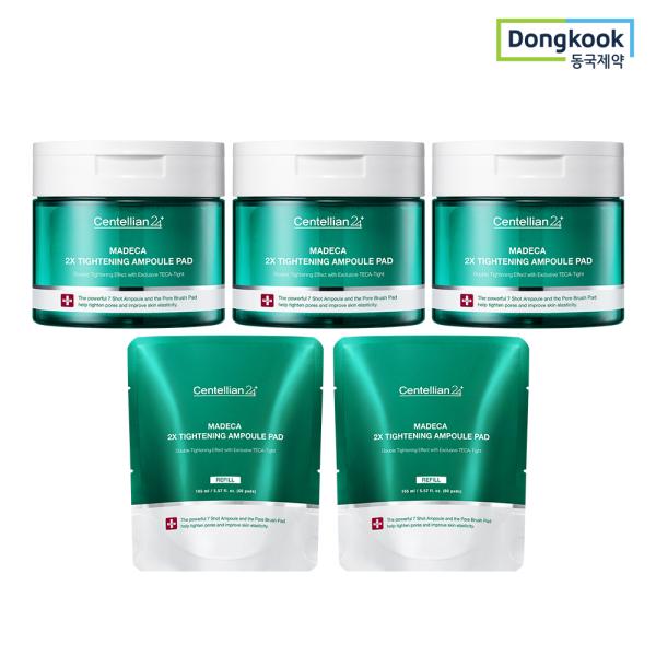 Madeca Double Tightening Ampoule Pads (3 pcs) + 2 Refills (60 sheets) Pore Skin Elasticity Care Radiance Lifting