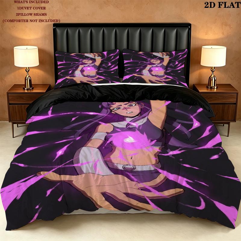 Tits Teen Titans Pattern Bedding uilt Set uilt Cover Pillowcase Home Decoration Birthday Gift (1 * duvet cover + 2 * pillowcase without core)