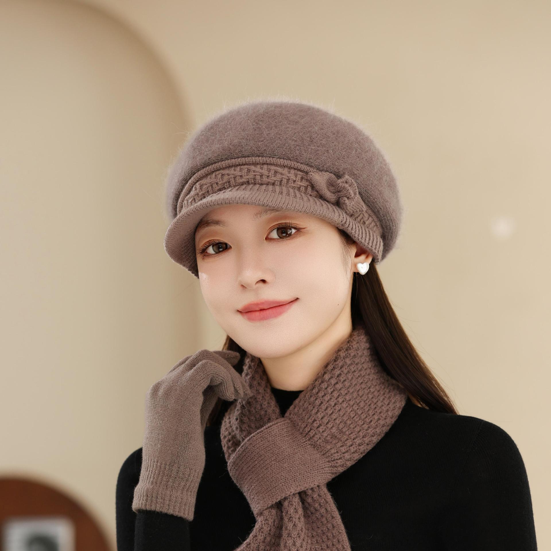 

Peaked Cap Women s Winter Windproof New Thickened Ear Protector Hat Outdoor Warm Knitted Hat Single hat хаки
