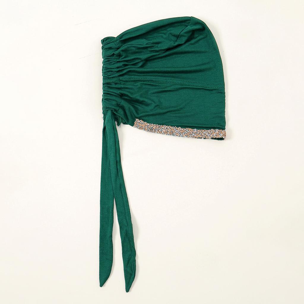 Shiny Rhinestone Hijab Muslim Inner Hijab Elastic Women Plain Solid Color Turban Undercaps Premium Soft Jersey Hijab Headband