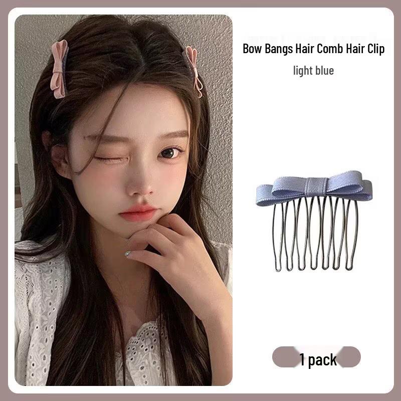 Korean Bow Hair Comb: Women's Versatile Wispy Bangs Hairpin Accessory