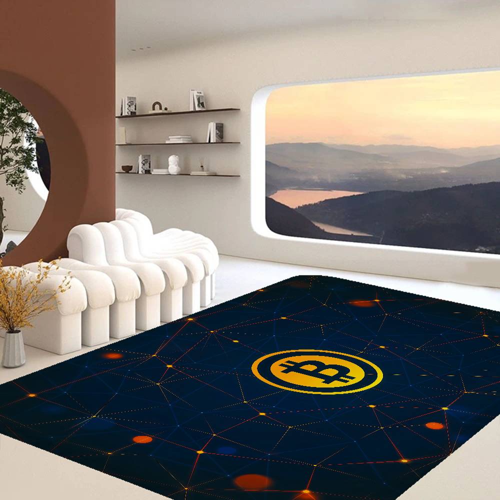B-Bitcoin LOGO Door Mat Washable Non-Slip Living Room Sofa Chairs Area Mat Kitchen Doormat Area Rug