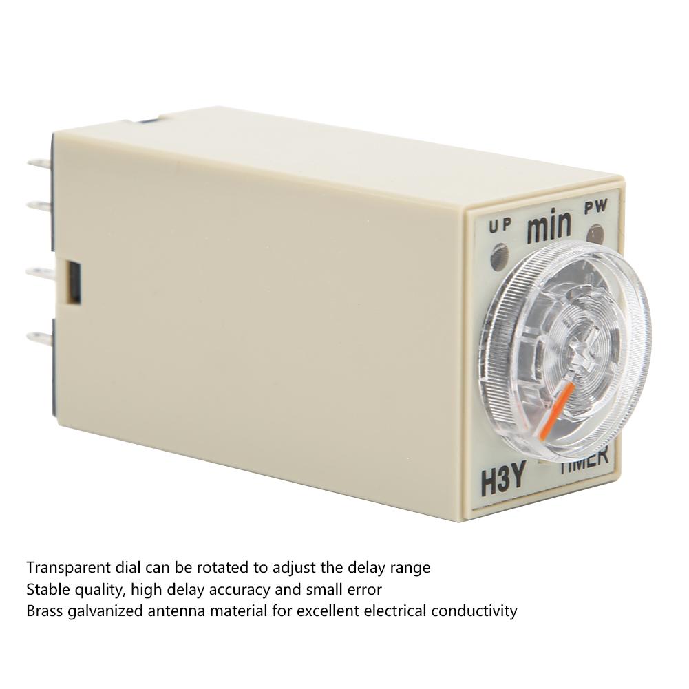H3Y2 Delay Timer 8 Pin Timer Relay 0~60 Minutes Dial Type 5A for Multiple Purpose  Less Than Br More Than (220VAC )