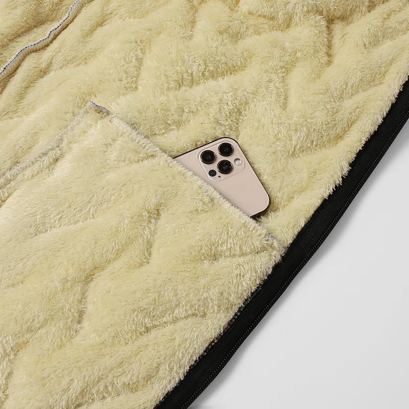 Autumn Winter Windproof Vest Jacket Men's Casual Sleeveless Padded Coats Zipper Pockets Warm Fleece Thicken Waistcoat Men