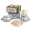 Gift Box Set 150ML Flower Ceramic Espresso Coffee Cup Tea Milk Drinking Cups with Handle Mug for Office Novelty Gift