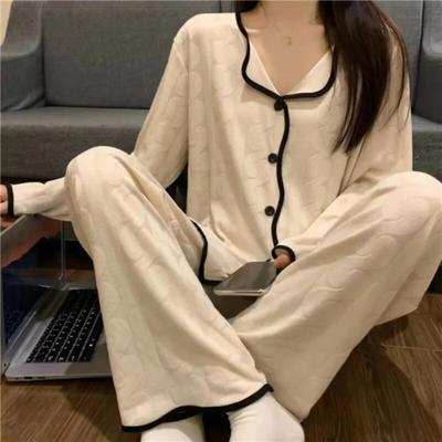 Sleepwear Korean Pajamas Women Autumn Loungewear Homewear Pyjamas Long Sleeve Pijama Female Set Negligee Cardigan Suit