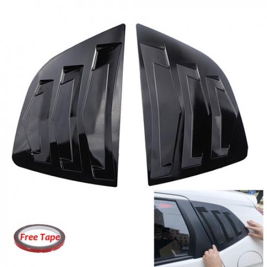 Gloss Black Rear Side Window Louver Shutter Cover For Honda Fit Jazz 2014-