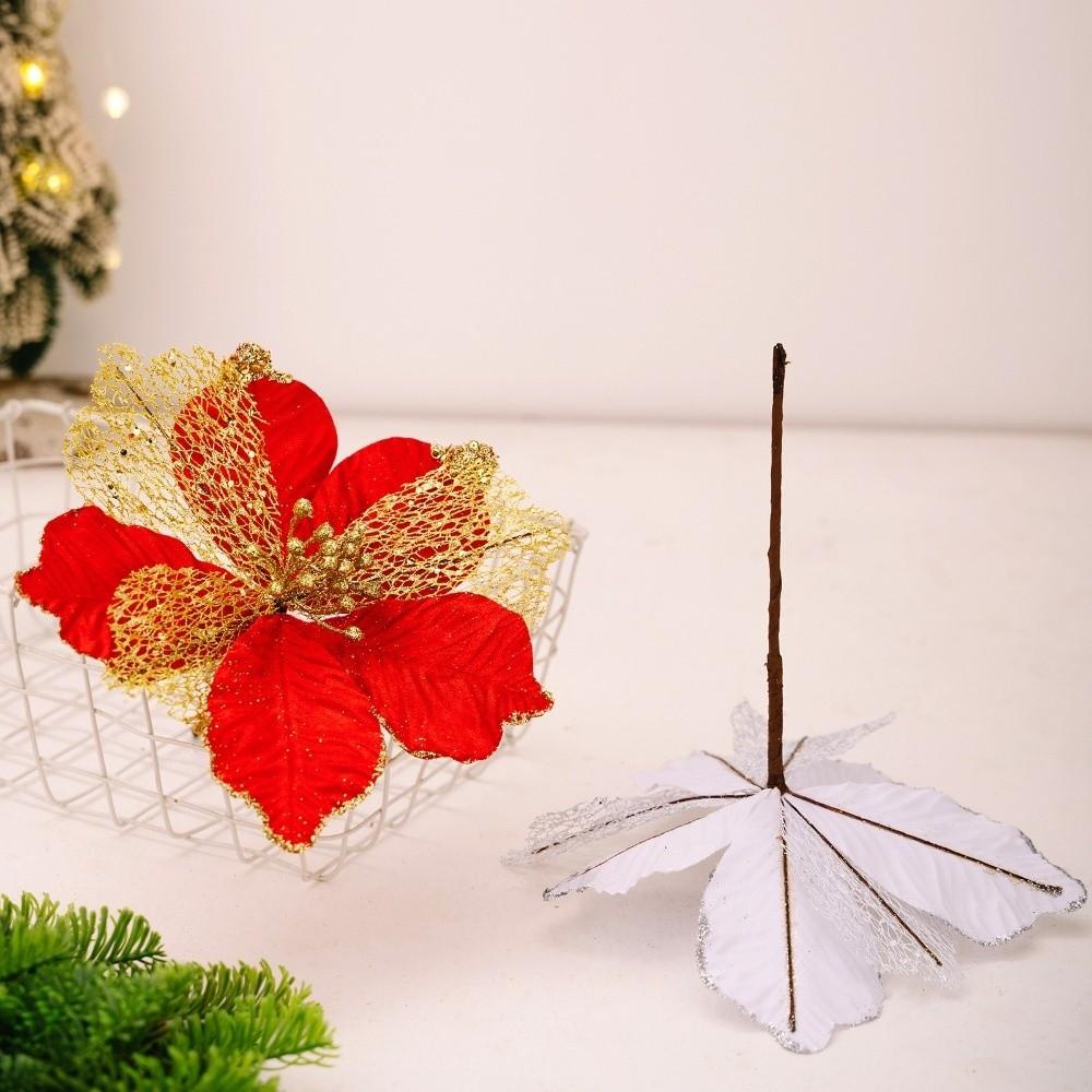 Maple Leaf Shaped Simulated Christmas Flowers Luxury Realistic Faux Christmas Flower Handmade Eternal Flower Festive Display