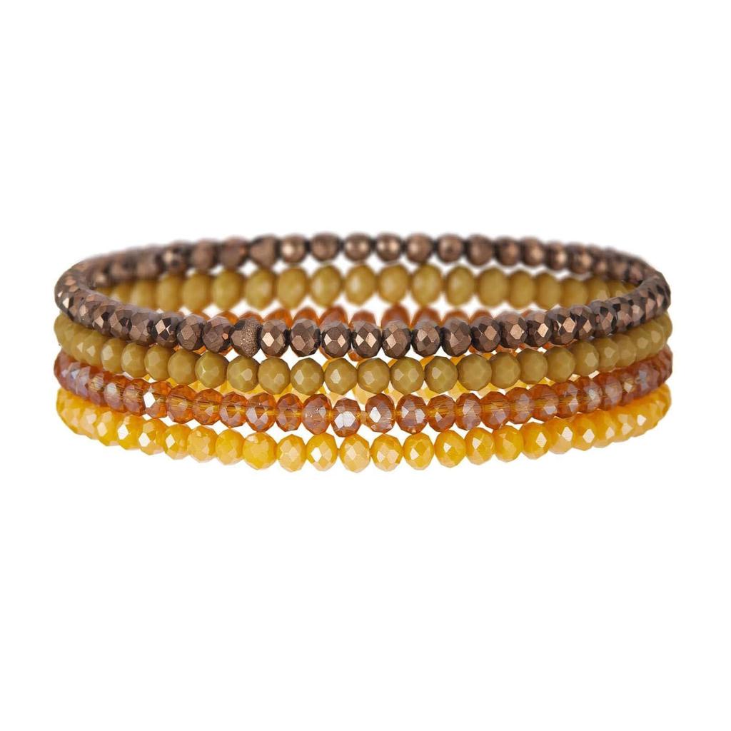 4 Pieces Set Faceted Glass Beads Stretch Bracelet For Women Men Crystal Beads Multi Color Elastic Rope Bracelet Handmade Jewelry