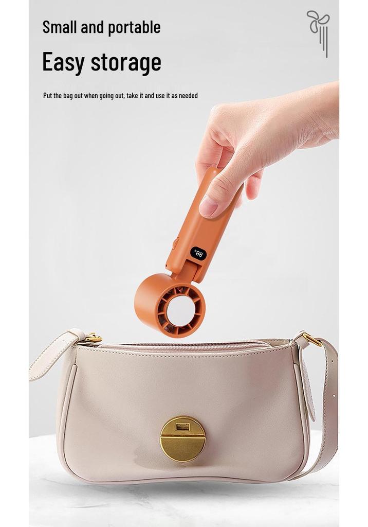 USB Portable High-Speed Handheld Fan with Digital Display and Back Clip