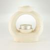 Ceramic Zen Oil Burner - Large Oval Pebble  - Speckled Off-White