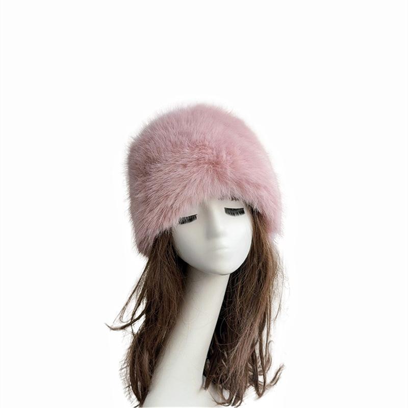 Warm Plush Fisherman Caps Solid Color Faux Fox Fur Basin Hat Autumn Imitation Fur Bucket Cap