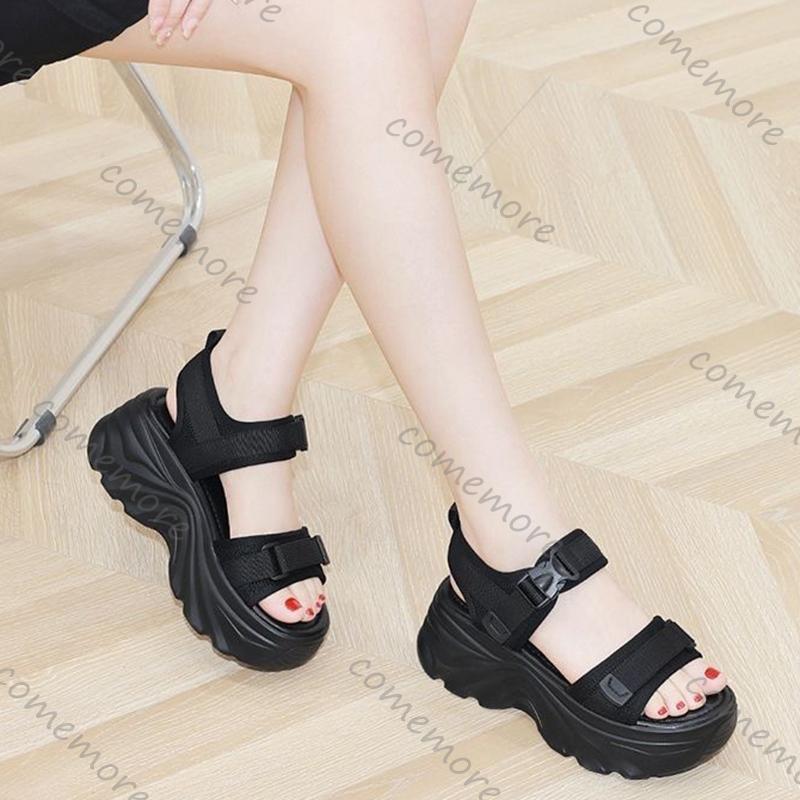 Feiern Sie Damen Plateau Sport Sandalen Neue Sommer Damen Schnalle Keilabsatz High Heels Schuhe für Frau Dicke Sohle Uni Sandalen