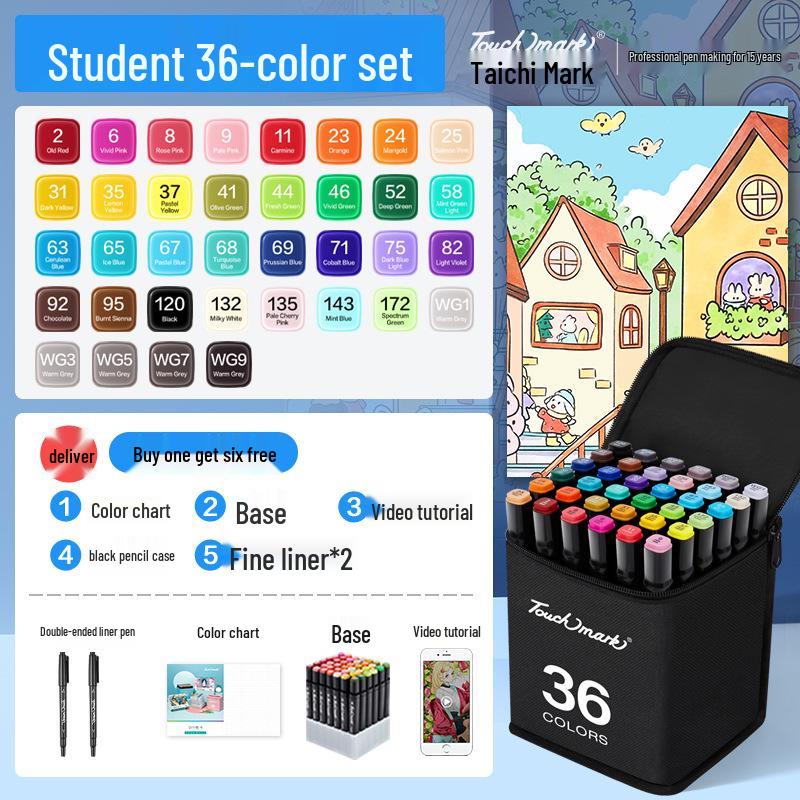 Dual-Tip Art Marker Set - 120 Colors, Hard Tip, Oil-Based for Students