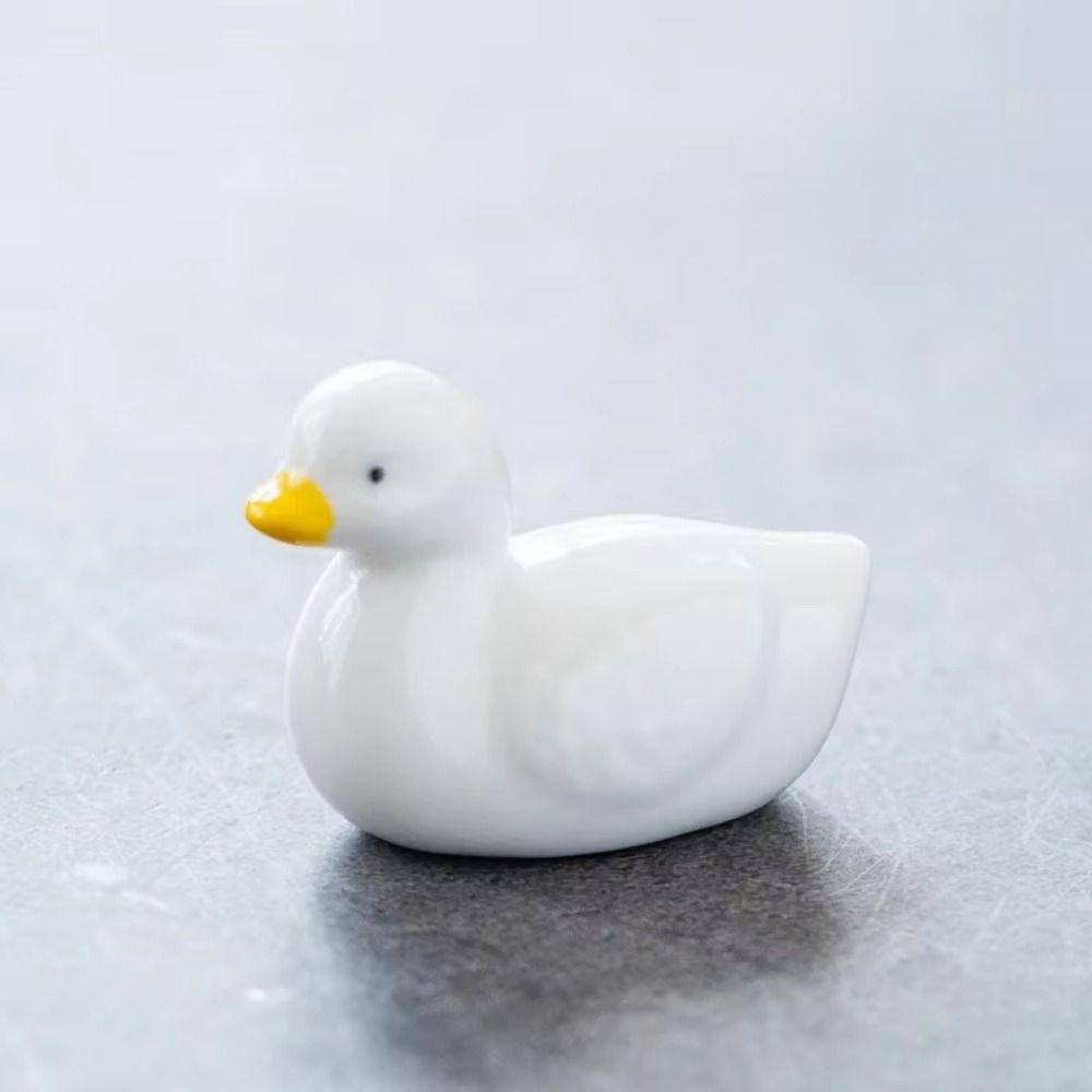 Creative Ceramic Chopstick Stand Cartoon Duck Shape Duck Chopstick Holder Mini Size Hand-painted Writing Brush Pen Holder