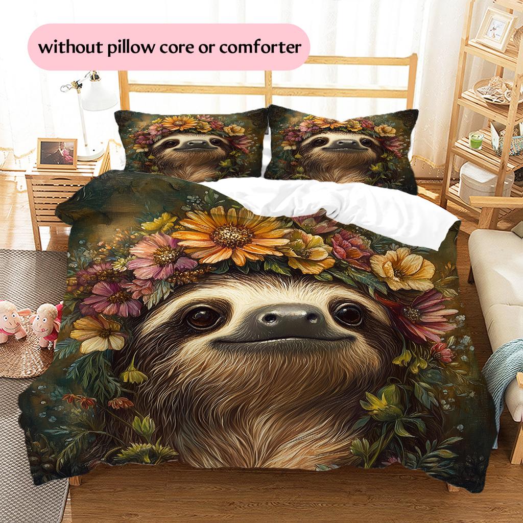 Vintage Animal Pattern Bedding Quilt Set Quilt Cover Pillowcase Home Decoration Gift (1 * Duvet Cover + 2 * Pillowcase, Without Core)