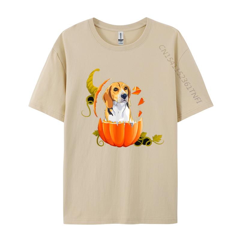 Beagle Pumpkin Halloween Ghost Tshirt Men T Shirts Birthday Gift Tops Cotton TShirt Happy Halloween Tshirt