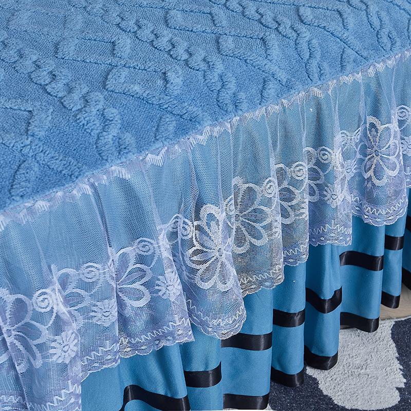 Taffeta Bed Skirt (three-piece Set) Plush and Thick Solid Color Bedspread Baby Velvet Milk Velvet Sheets Mattress Cover Pillowcase