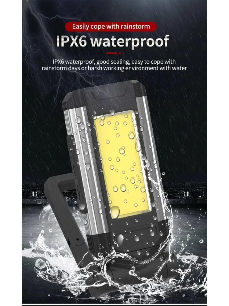 Portable COB Magnetic Work Light Rechargeable LED Flashlight Super Bright Camping Waterproof Car Repair Lamp with Brackets