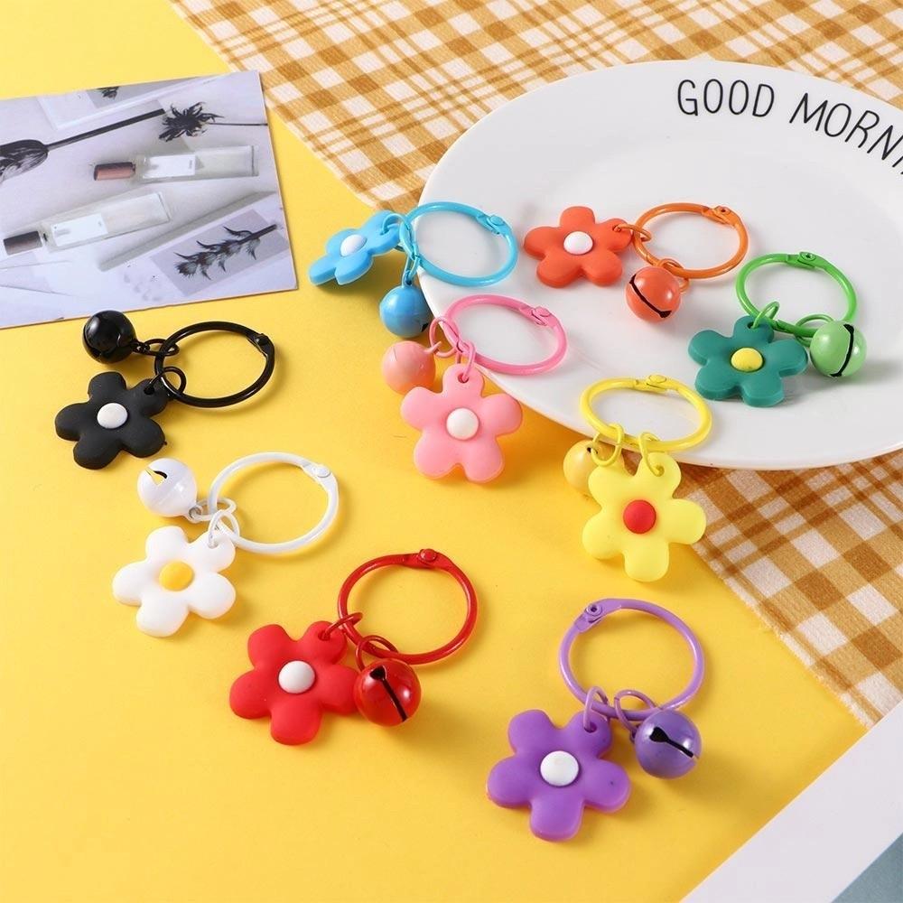 Girls Wild Korean Bell Candy Color Flower Keychain Bag Pendant Fashion Jewelry Key Ring