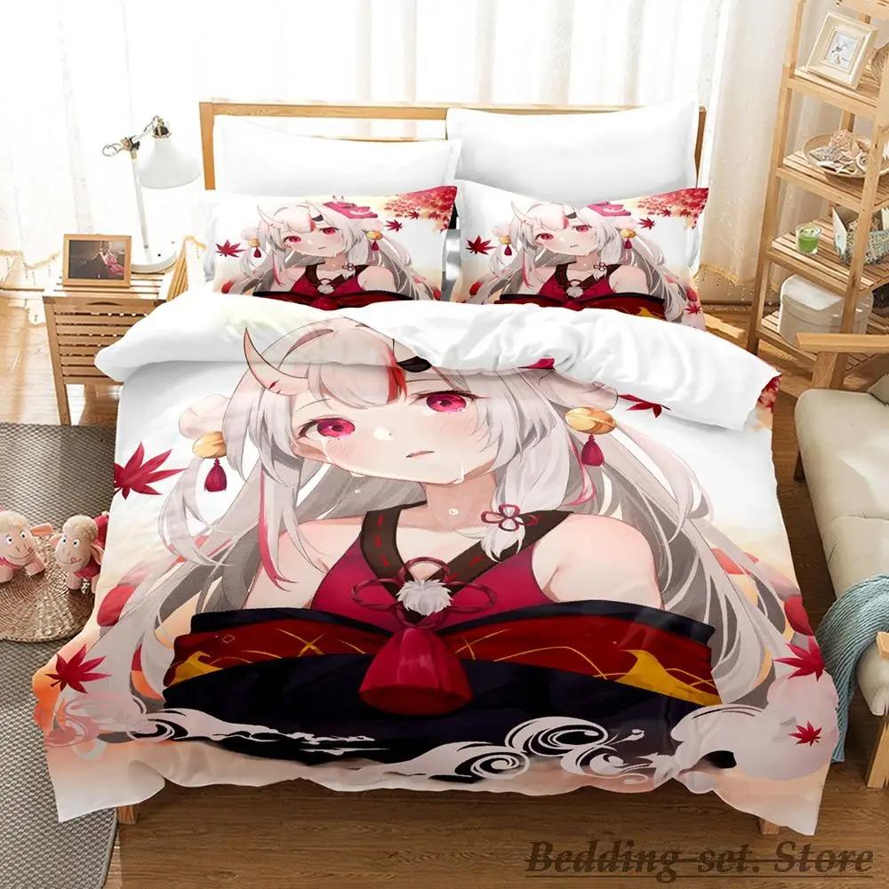 Kawaii Nakiri Ayame Anime Bedding Set Single Twin Full Queen King Size Duvet Cover for Adult Kid Bedroom