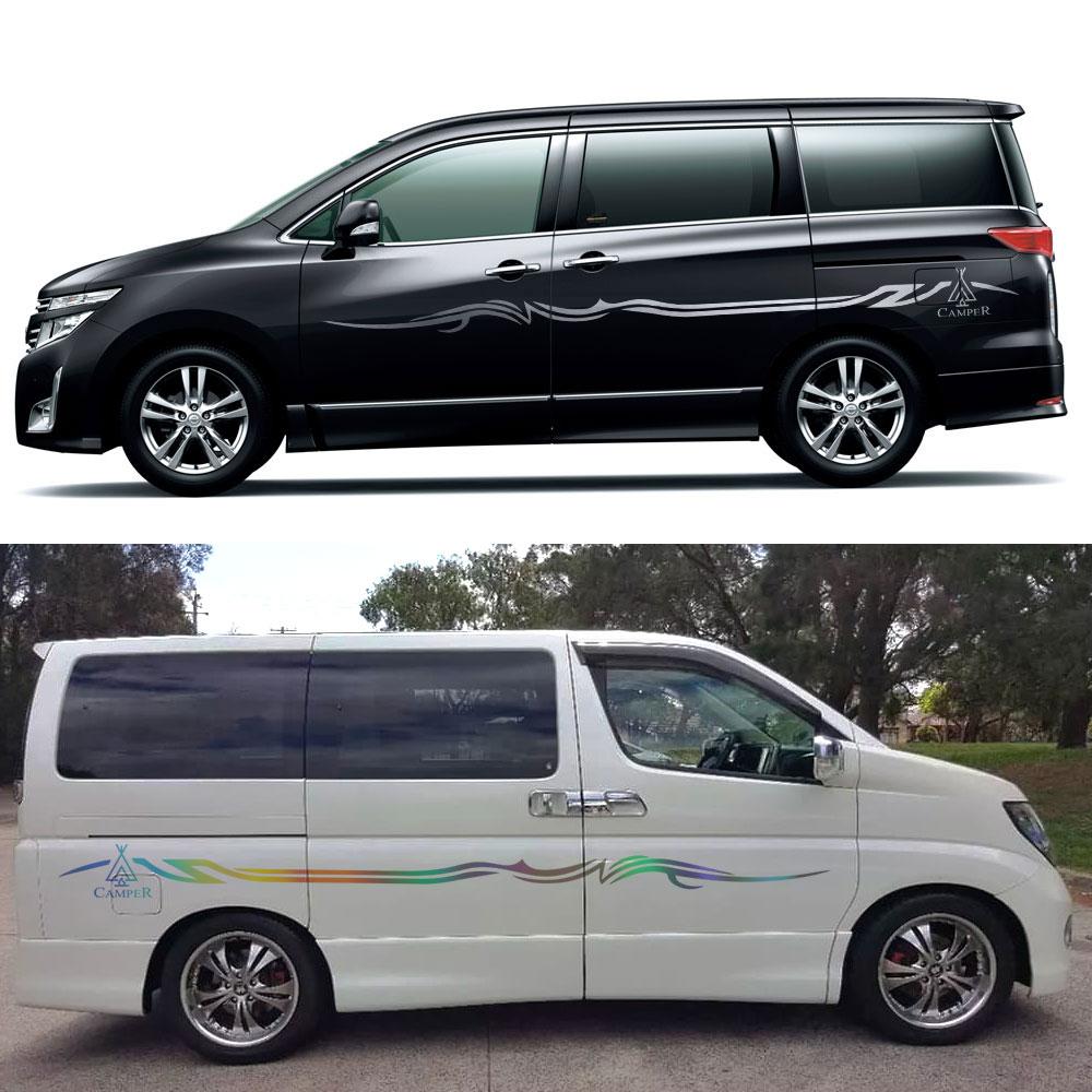 Car Door Side Stickers For Nissan Elgrand E50 E51 E52 2.5 3.5 Parts Camper Van Minivan Graphics Tuning Accessories Vinyl