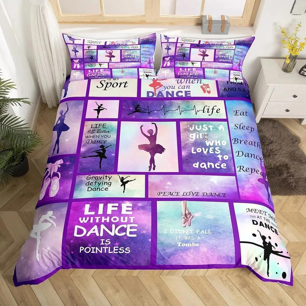 Cheerleader Duvet Cover Set Full Size,Girls Dancer Comforter Cover Geometric Checkered Bedding Set Girls Cheerleading Bedspread