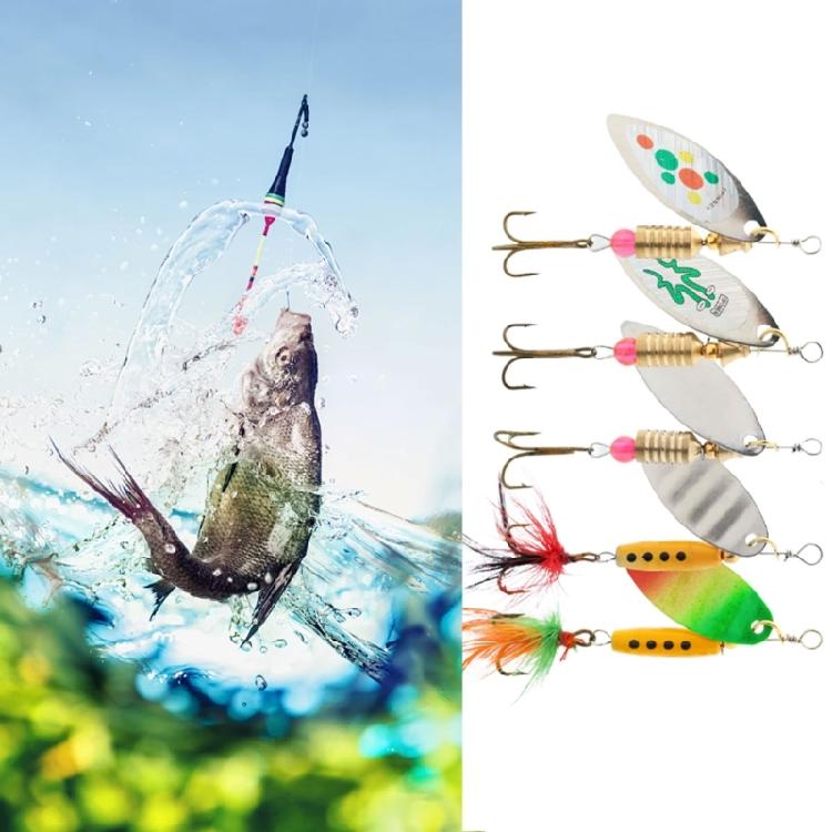 5Pcs Metal Spoon Spinner Lure Long Cast Metal Rotating Fishing Lure Hard Metal Spinner Baits with Hook Enduring