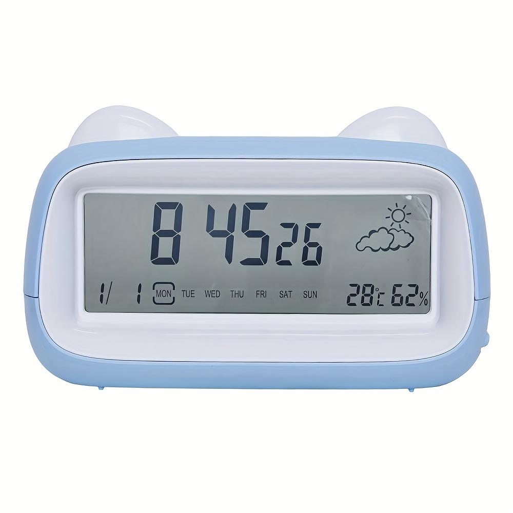 Modern LED Cat Alarm Clock with Silent Mode, Digital Display for Time, Date,Temperature Cartoon Cat Design,Battery Operated AAA,Ideal for Home Decor,