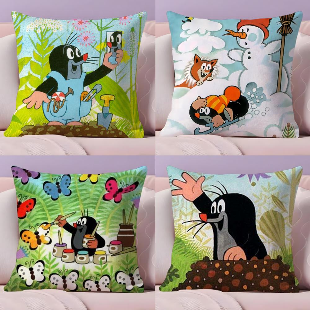 Cartoon K-Krteks Kawaii Cushion Cover Plush Fabric Soft Double-Sided Printed Sofa Warm Winter Home Gift Pillow Cover