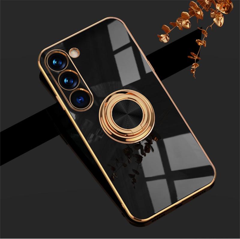 Car Magnetic Adsorption 6D Plating Silicone TPU Case With Ring For Samsung Galaxy S24 S23 FE Plus Ultra Back Stand Bumper Shell Cover Potector