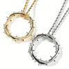 European and American Hip Hop Thorn Double Ring Pendant Copper Set Zircon Men's Personalized Trendy Brand Full Diamond Necklace
