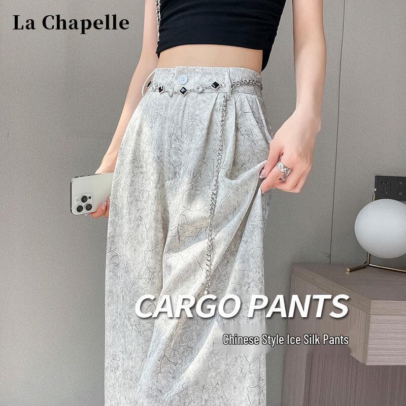 La Chapelle Jacquard Satin Wide-Leg Pants L