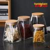 QXING Round & Square Transparent Glass Sealed Storage Jars with Lids