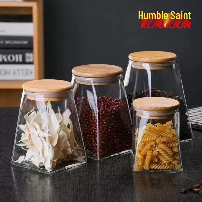 QXING Round & Square Transparent Glass Sealed Storage Jars with Lids