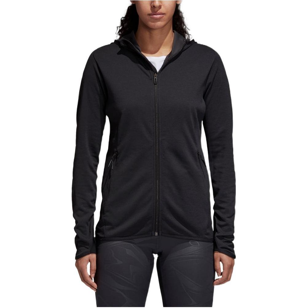 Adidas Jachetă Sport cu Glugă și Fermoar Culoare Solidă Jachete Femei Negru CZ8075