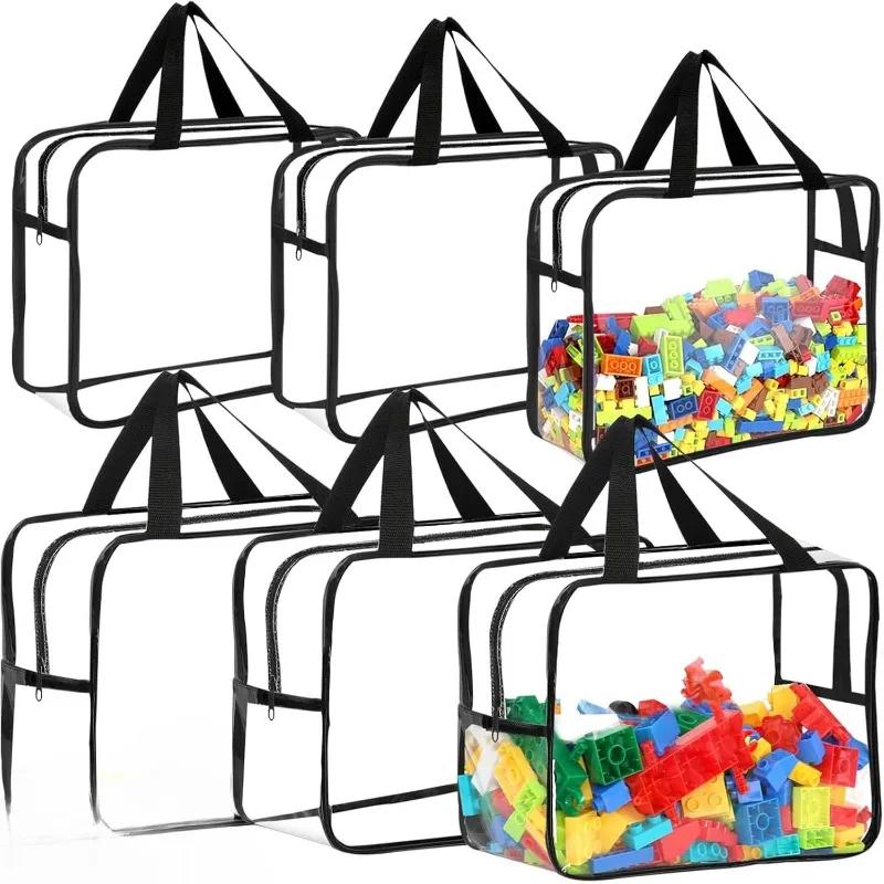 Transparent Storage Bag Waterproof Zipper Closure for Toys Beach Puzzle Travel Toiletries Cosmetic Organizer Portable Washable